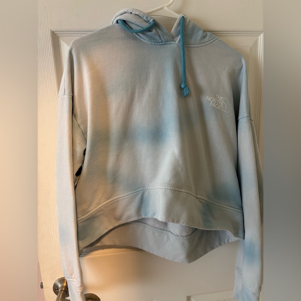 The North Face Oversized Cropped Tie dye Blue Hoodie